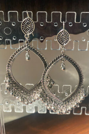 OvalShaped Silver jhumkaa